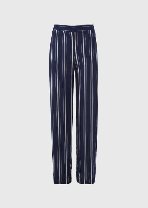 Navy Stripe Wide Leg Trousers - Size 8 Image 5