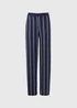 Navy Stripe Wide Leg Trousers - Size 8 Image 5