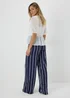 Navy Stripe Wide Leg Trousers - Size 8 Image 2