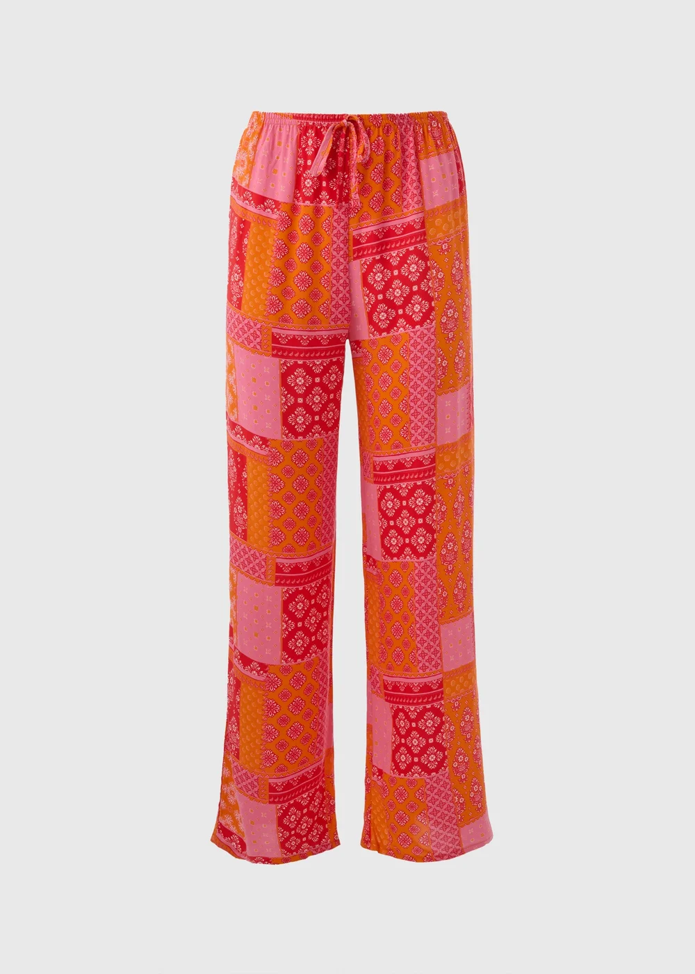 Red Printed Straight Leg Co Ord Trousers - Size 8 Image 5