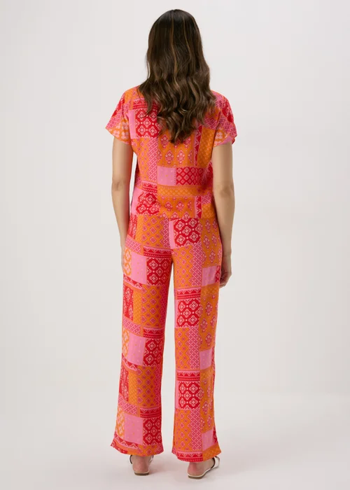 Red Printed Straight Leg Co Ord Trousers - Size 8 Image 2