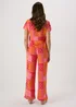 Red Printed Straight Leg Co Ord Trousers - Size 8 Image 2
