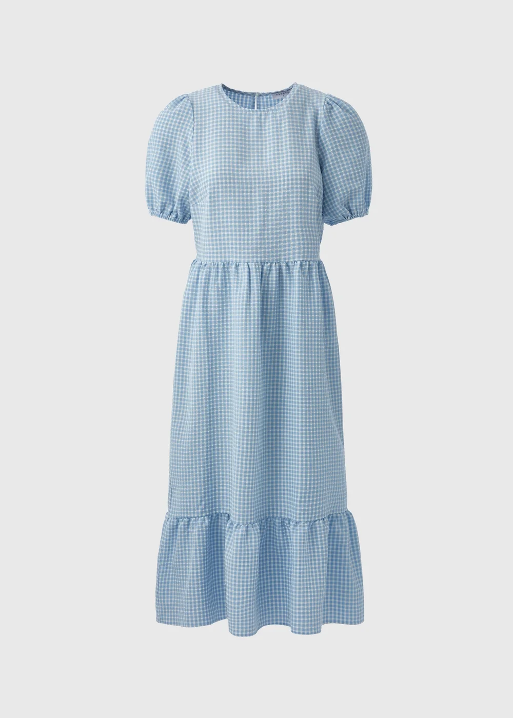Blue Gingham Midi Dress - 8 Image 5