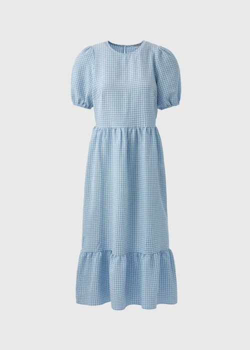 Blue Gingham Midi Dress - 8 Image 5