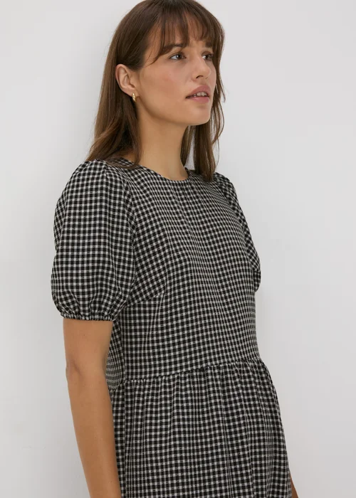 Black Gingham Midi Dress - Size 8 Image 3