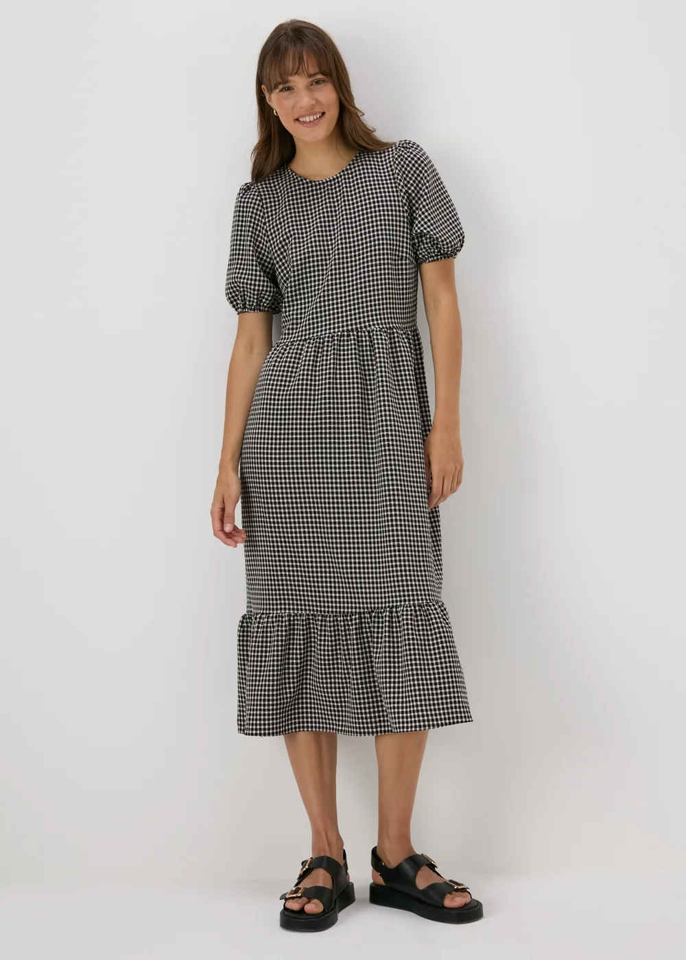Black Gingham Midi Dress - Size 8 Image 1