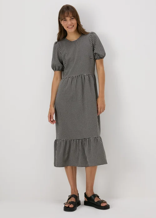 Black Gingham Midi Dress - Size 8 Image 1
