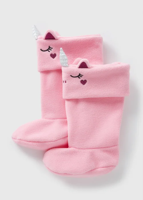Girls Pink Unicorn Welly Socks (Younger 6-Older 5.5) - 4-5.5 Image 1
