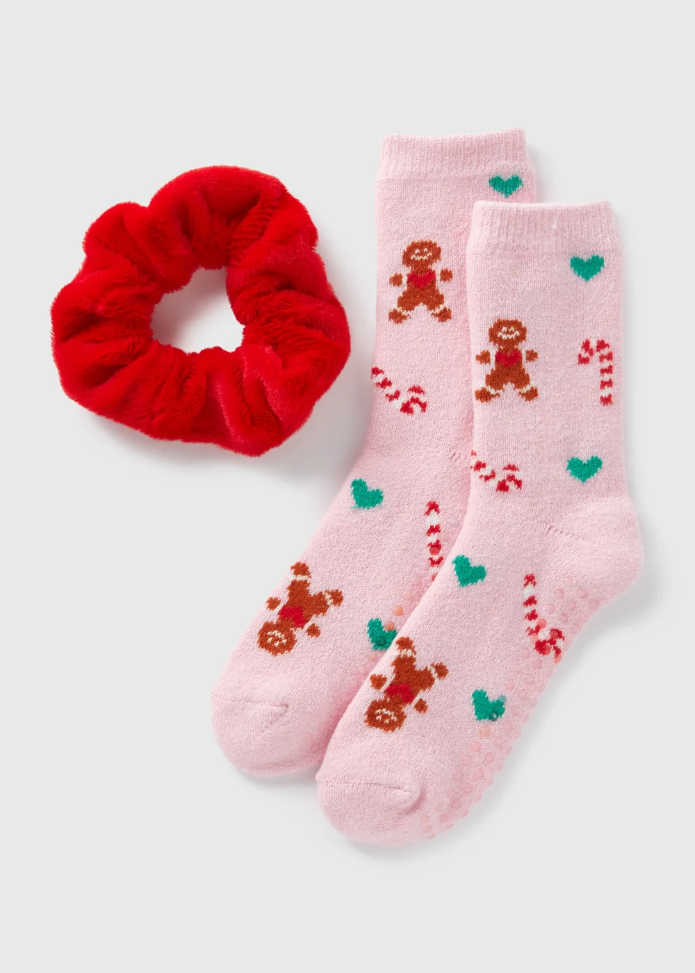 Girls Pink Christmas Sock & Scrunchie Set (Younger 6-Older 5.5) - 4-5.5 Image 1