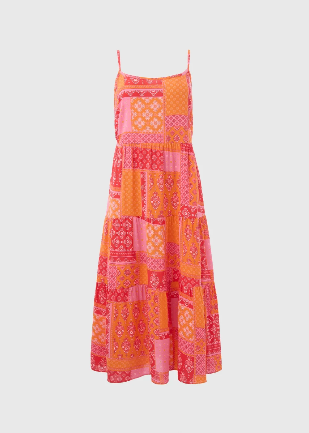 Red Patterned Cami Midi Dress - 8 Image 5