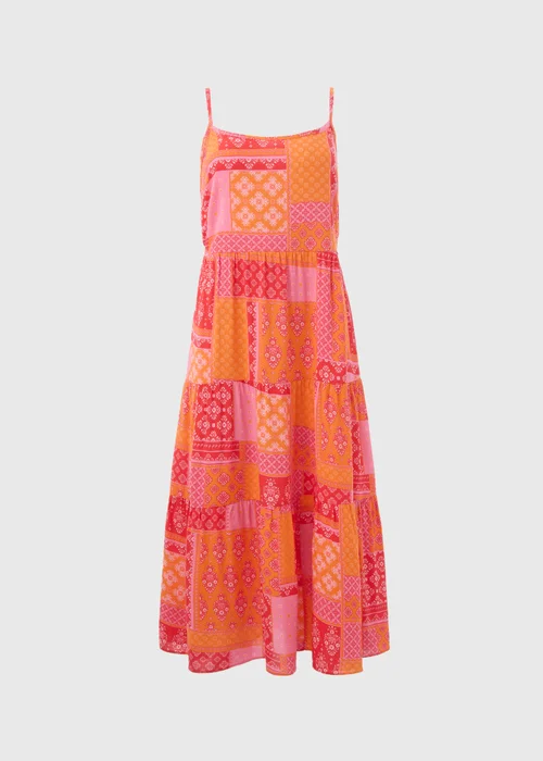Red Patterned Cami Midi Dress - 8 Image 5