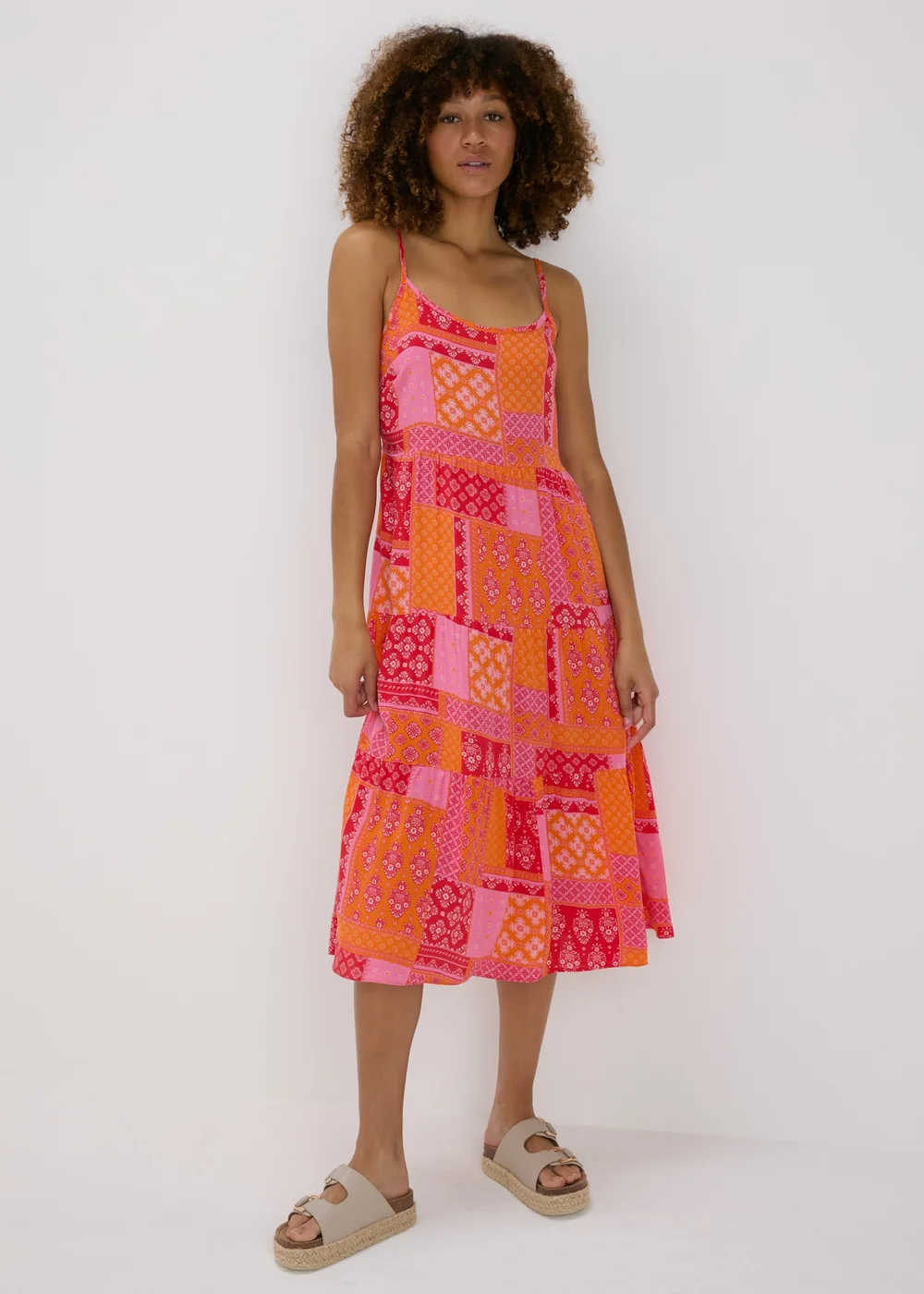 Red Patterned Cami Midi Dress - 8 Image 4
