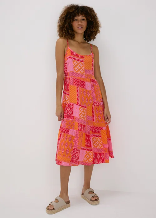 Red Patterned Cami Midi Dress - 8 Image 4