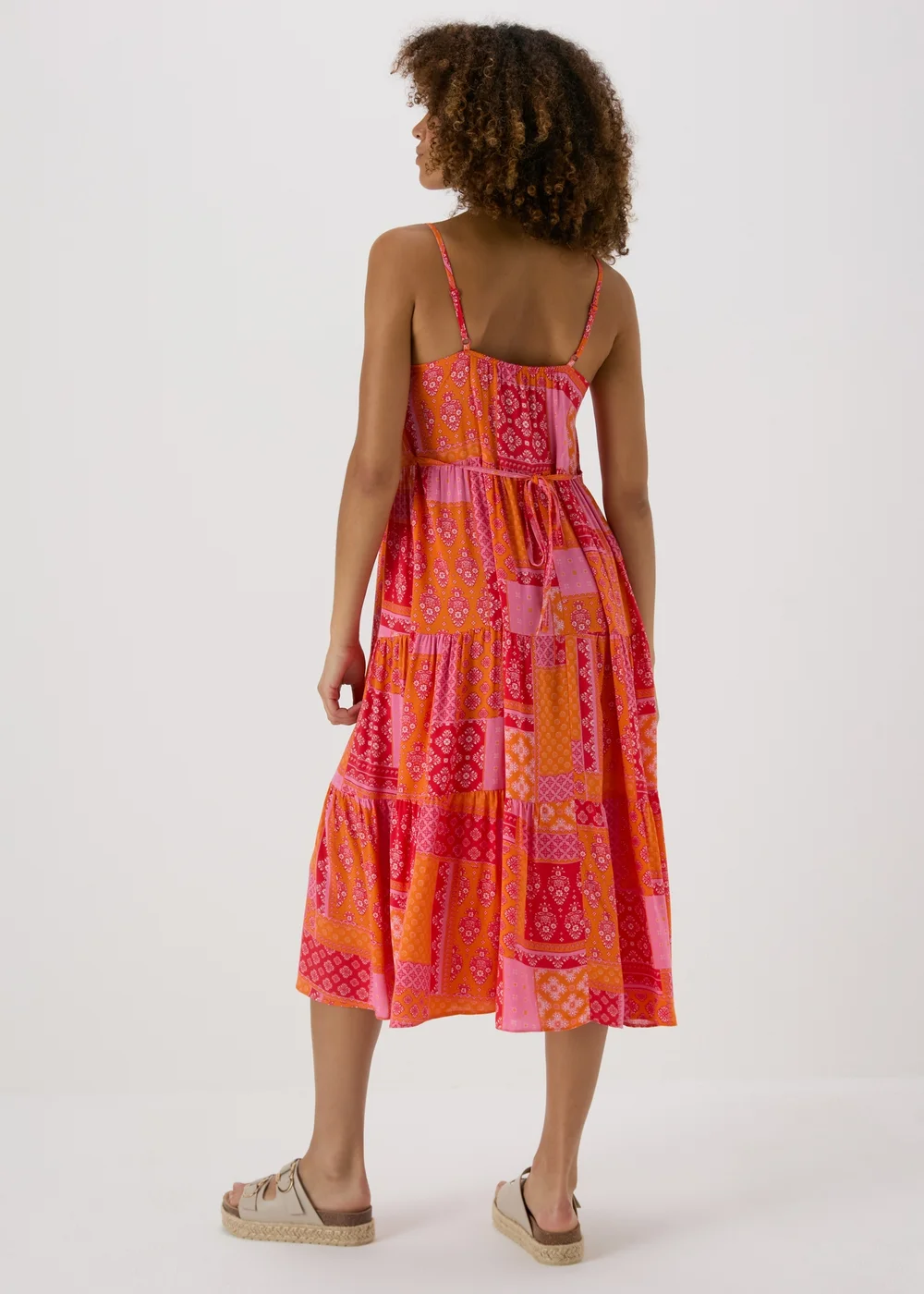 Red Patterned Cami Midi Dress - 8 Image 2
