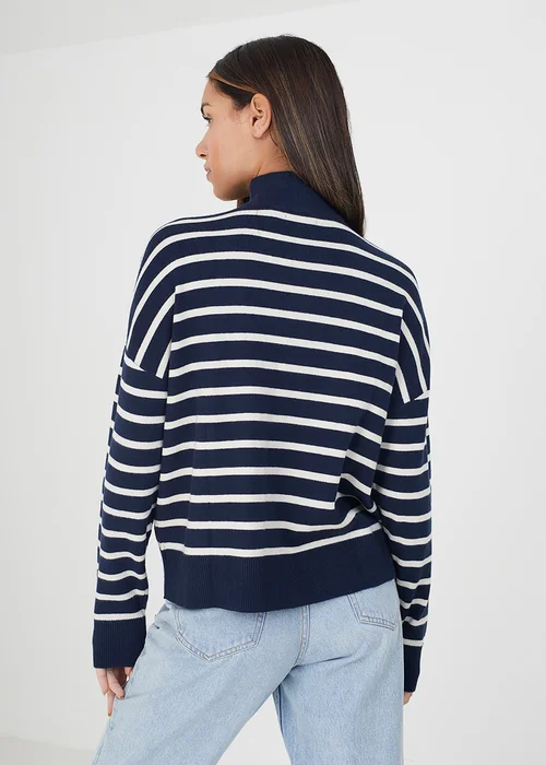 Brave Soul Navy Striped 1/2 Zip Knitted Jumper - XS Image 2