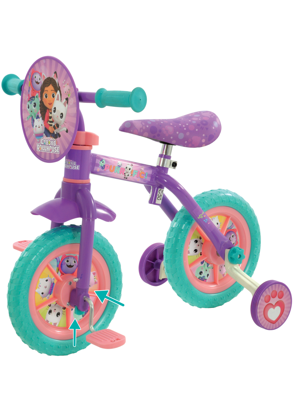 Gabby's Dollhouse Multi Colour 2in1 Training Bike (10inch) - One Size Image 1