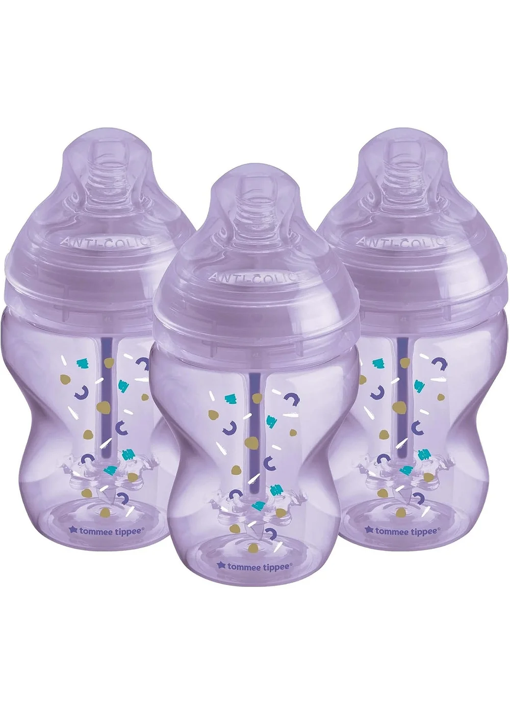 Tommee Tippee Purple AAC 3-Pack Bottles (260ml) - One Size Image 1