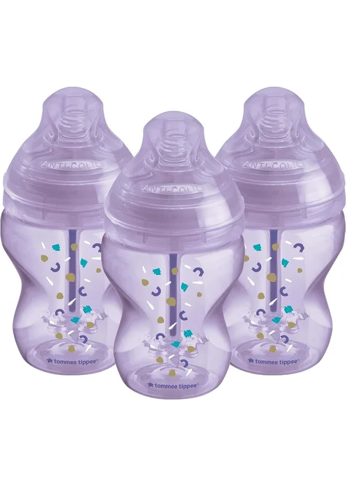 Tommee Tippee Purple AAC 3-Pack Bottles (260ml) - One Size Image 1