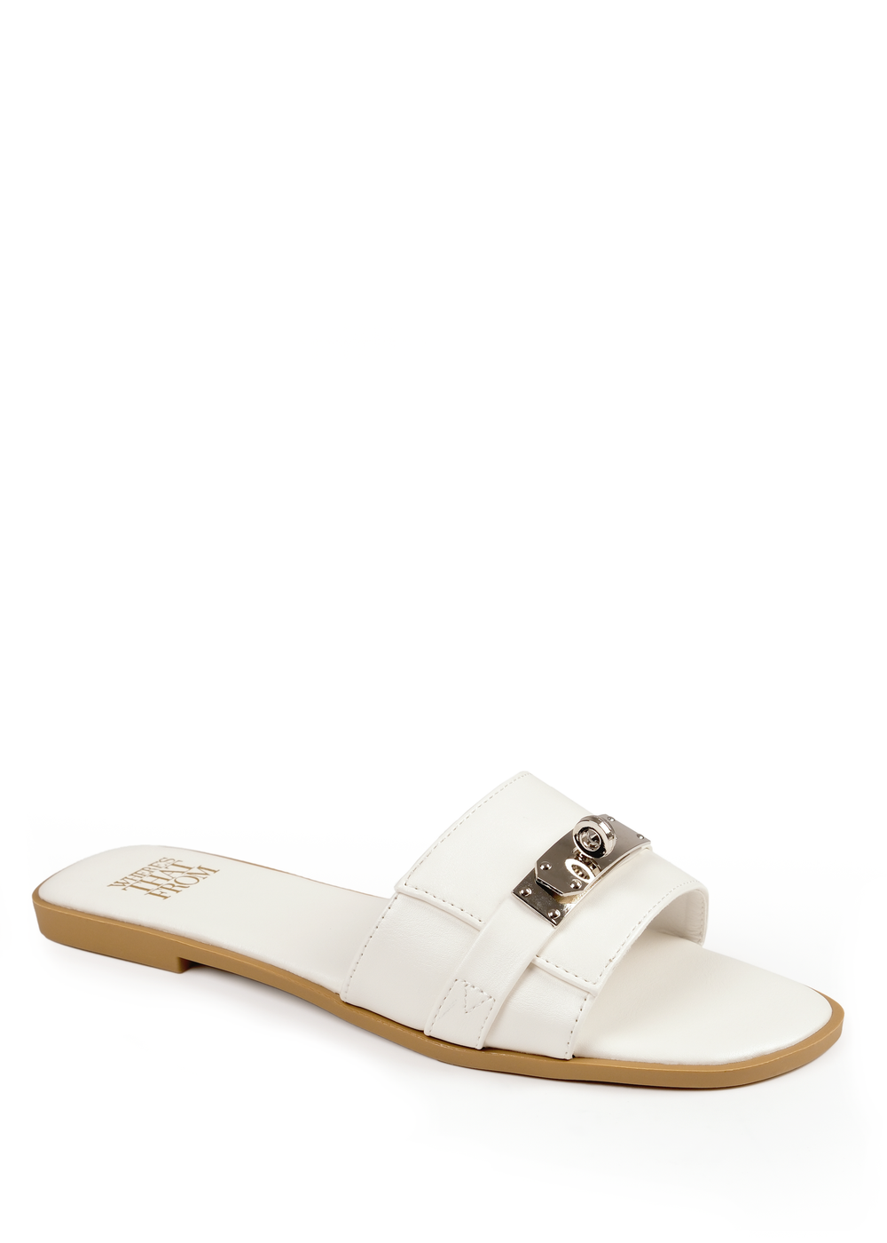 Where's That From White Emmeline Single Band Slider Sandals - 3 Image 1