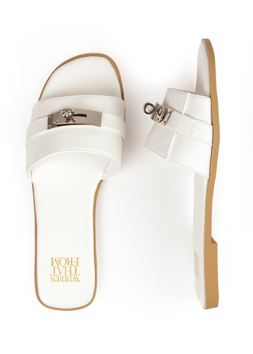 Where's That From White Emmeline Single Band Slider Sandals - 3 Image 3