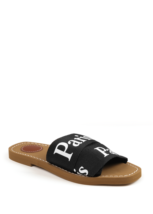 Where's That From Black Pu Cobra Flat Sandals - 3 Image 1