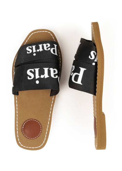 Where's That From Black Pu Cobra Flat Sandals - 3 Image 3