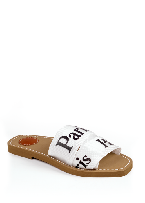 Where's That From White Pu Cobra Flat Sandals - 3 Image 1