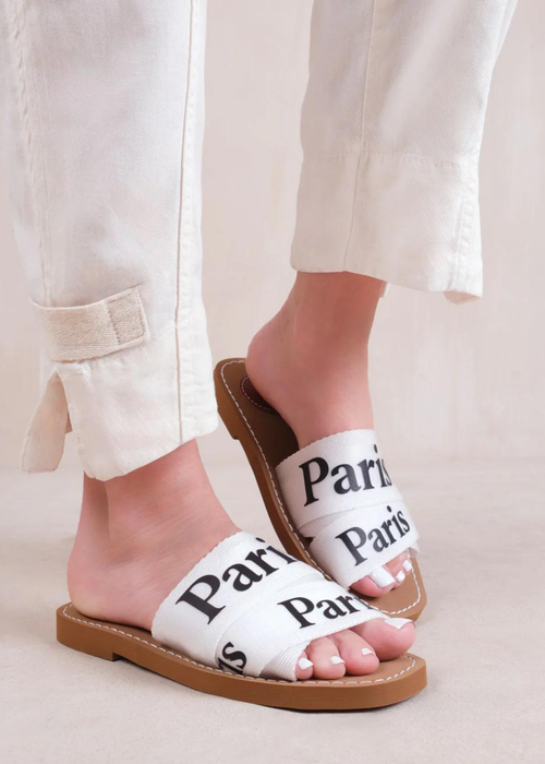 Where's That From White Pu Cobra Flat Sandals - 3 Image 2