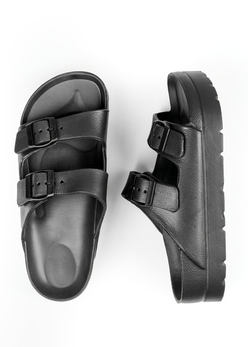 Where's That From Black Danielle Slider Sandals With Buckle - 3 Image 3