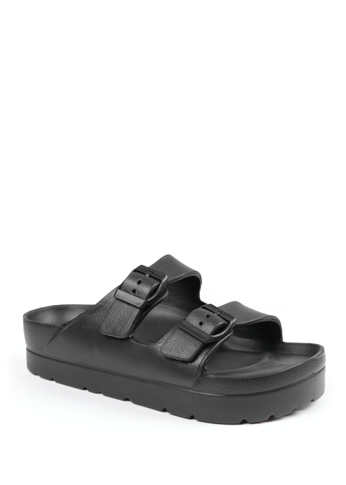 Where's That From Black Danielle Slider Sandals With Buckle - 3 Image 1