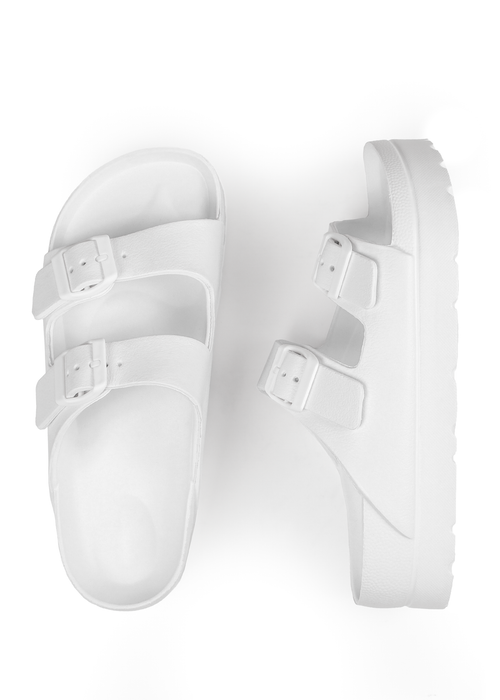 Where's That From White Danielle Slider Sandals With Buckle - 3 Image 3