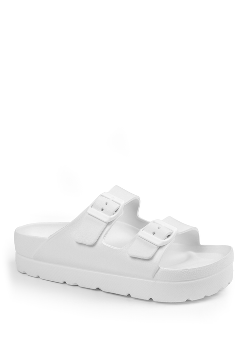 Where's That From White Danielle Slider Sandals With Buckle - 3 Image 1