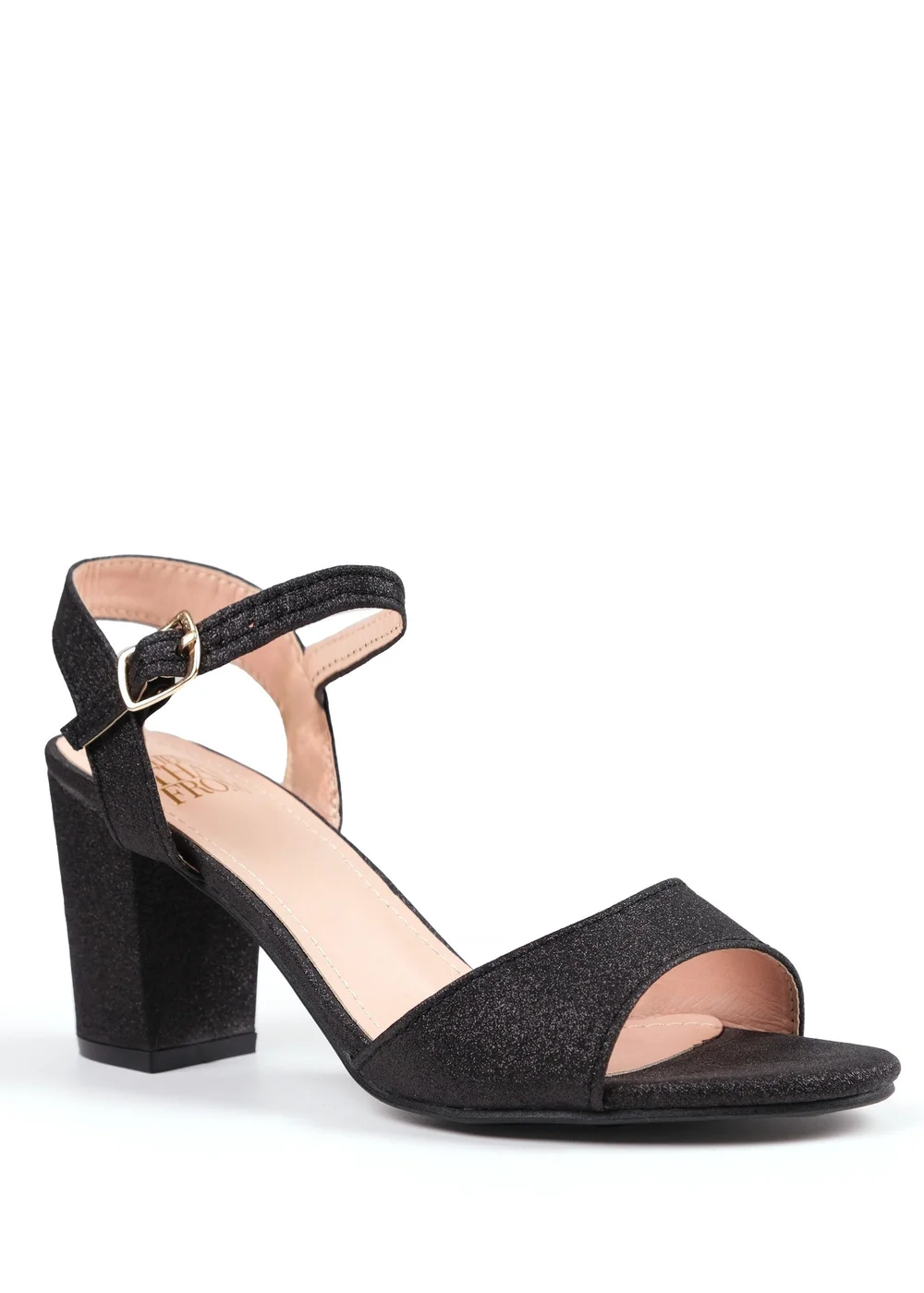 Where's That From Black Glitter Paityn Low Block Heel Sandals - 3 Image 1