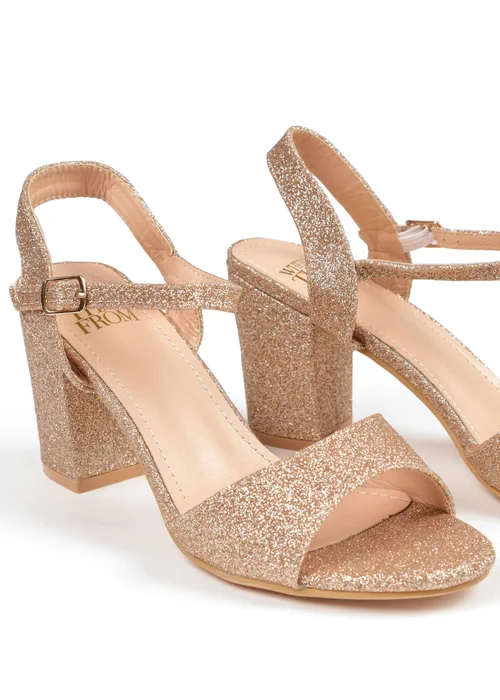 Where's That From Champagne Glitter Paityn Low Block Heel Sandals - 3 Image 3