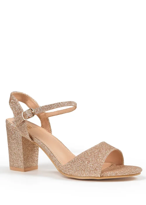 Where's That From Champagne Glitter Paityn Low Block Heel Sandals - 3 Image 1