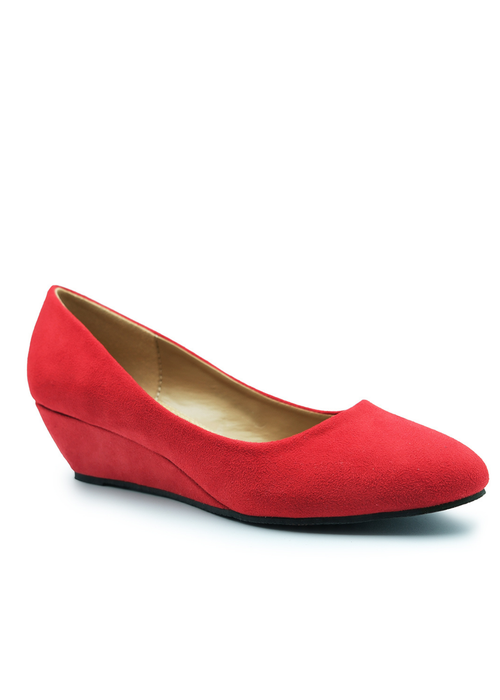 Where's That From Red Suede Kieran Platform Wedge Court Shoes - Size 3 Image 1
