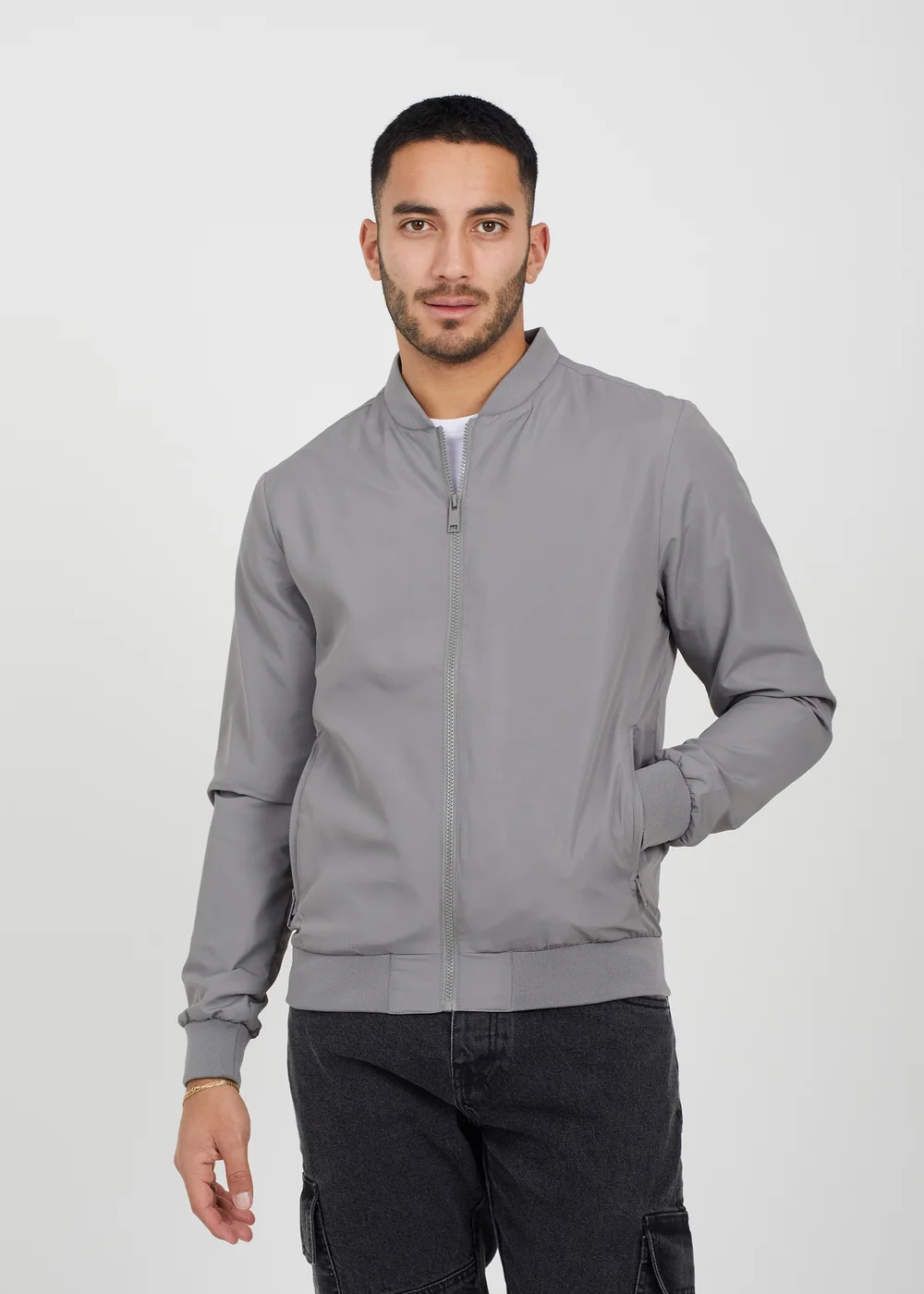Brave Soul Grey Bomber Jacket - XS Image 1