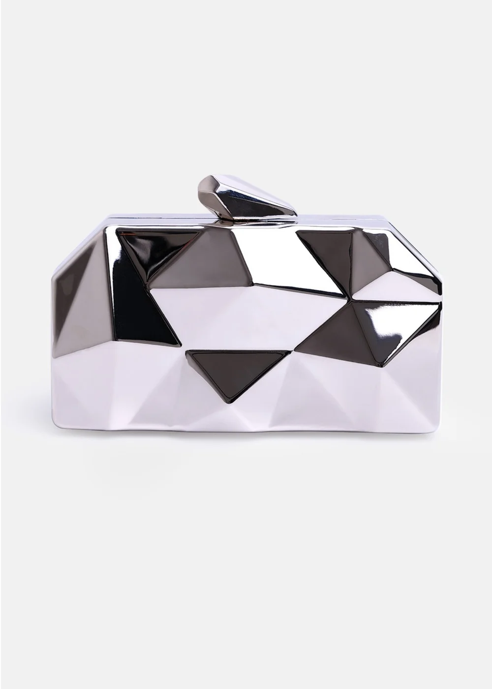 Where's That From Silver Melanie Geometric Pattern Clutch Bag - One Size Image 1