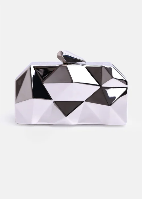 Where's That From Silver Melanie Geometric Pattern Clutch Bag - One Size Image 1