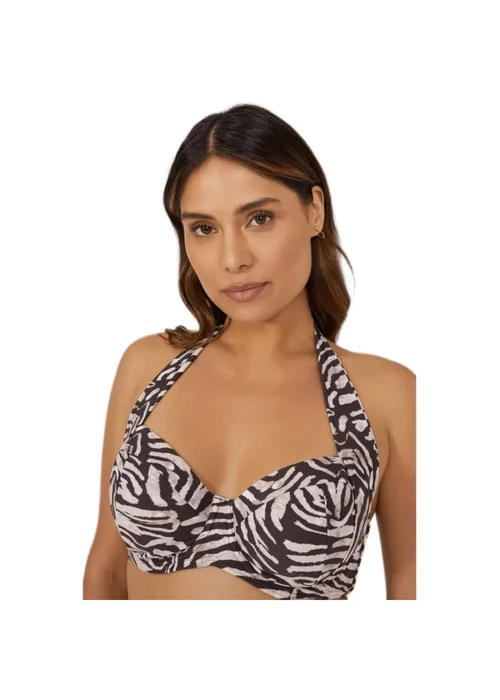 Gorgeous Brown Animal Print Non-Padded Bikini Top - 32DD Image 1