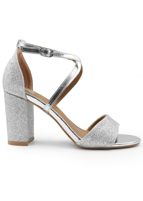 Where's That From Silver Ruth Mid High Block Heel Sandals - 3 Image 1