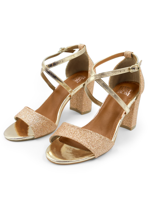 Where's That From Gold Ruth Mid High Block Heel Sandals - 3 Image 2
