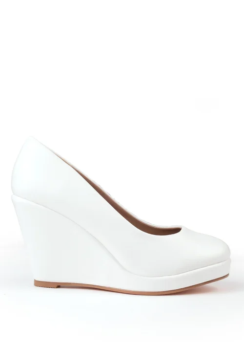 Where's That From White Pu Luisa Platform Wedge Court Shoes - 3 Image 1