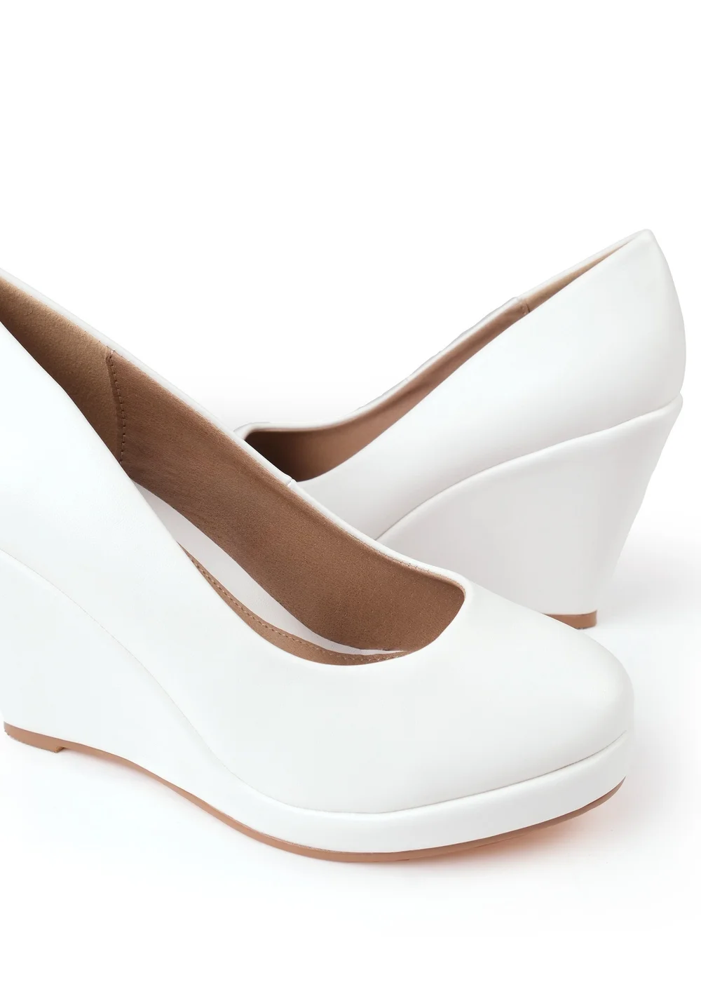 Where's That From White Pu Luisa Platform Wedge Court Shoes - 3 Image 3