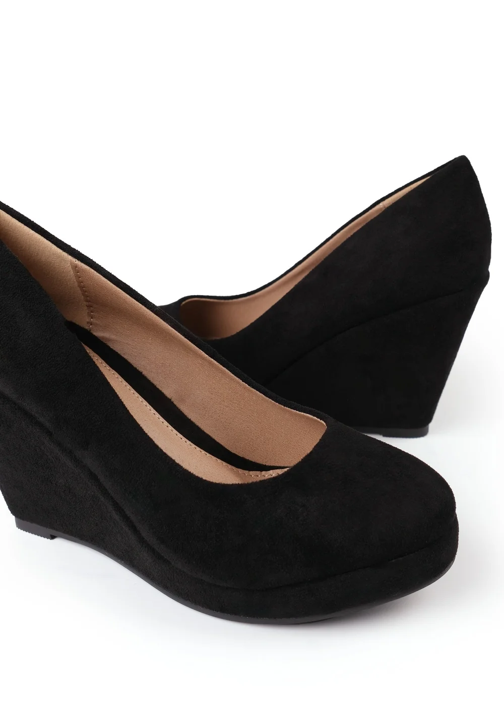 Where's That From Black Faux Suede Luisa Platform Wedge Court Shoes - 4 Image 3
