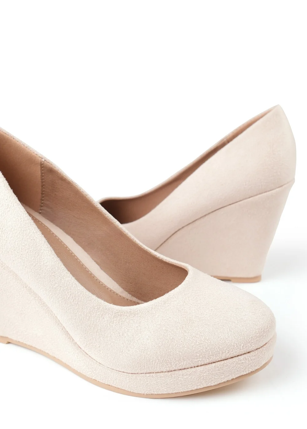 Where's That From Cream Faux Suede Luisa Platform Wedge Court Shoes - 4 Image 3