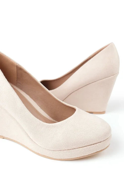 Where's That From Cream Faux Suede Luisa Platform Wedge Court Shoes - 4 Image 3