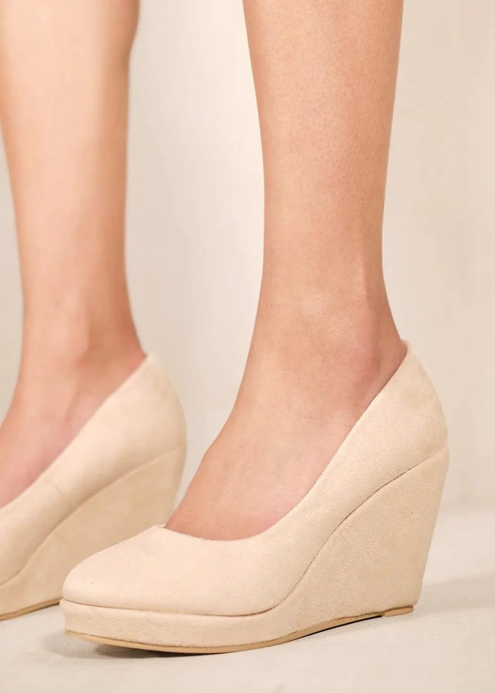 Where's That From Cream Faux Suede Luisa Platform Wedge Court Shoes - 4 Image 2