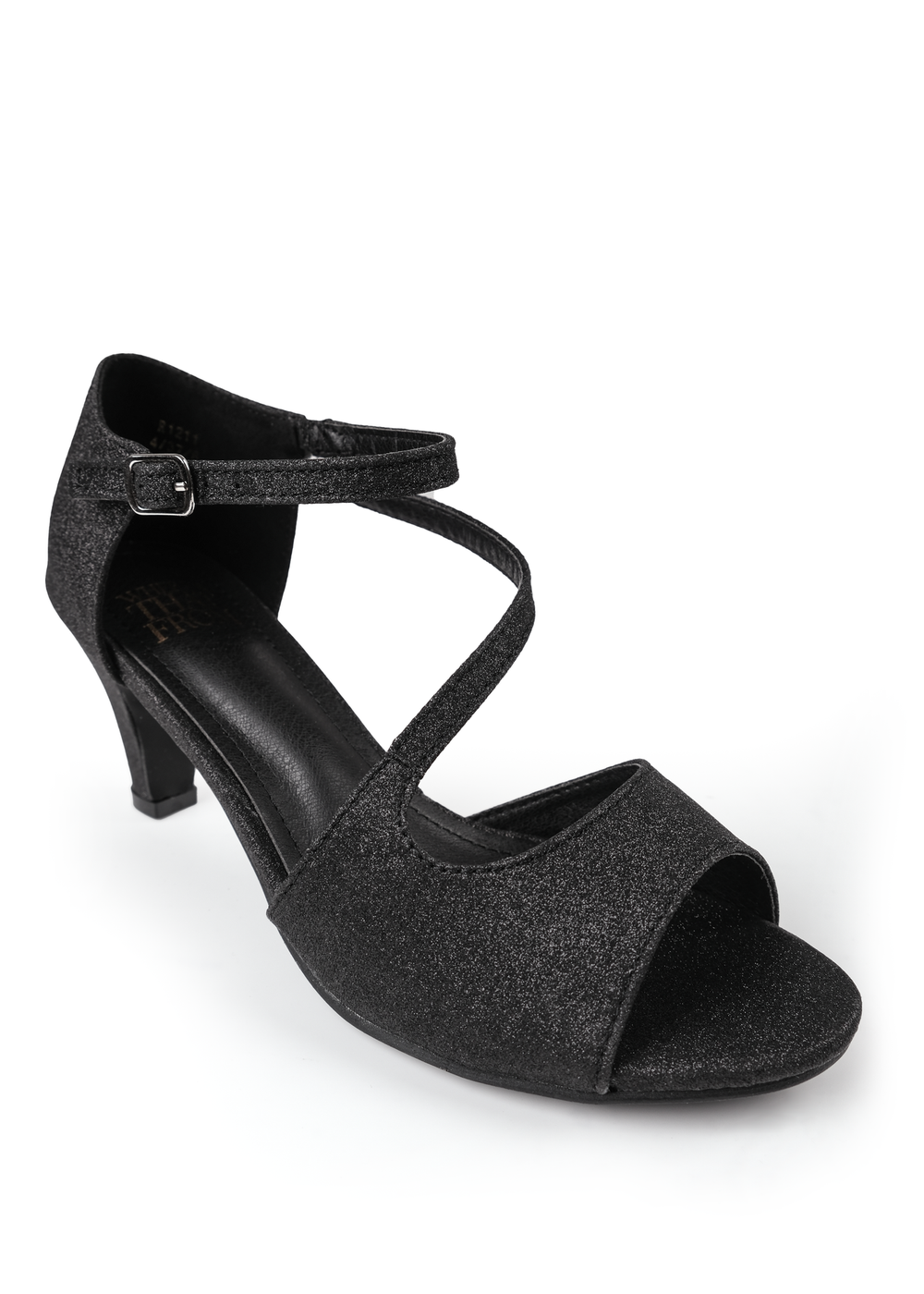 Where's That From Black Glitter Beatrice Low Kitten Heels - 3 Image 3