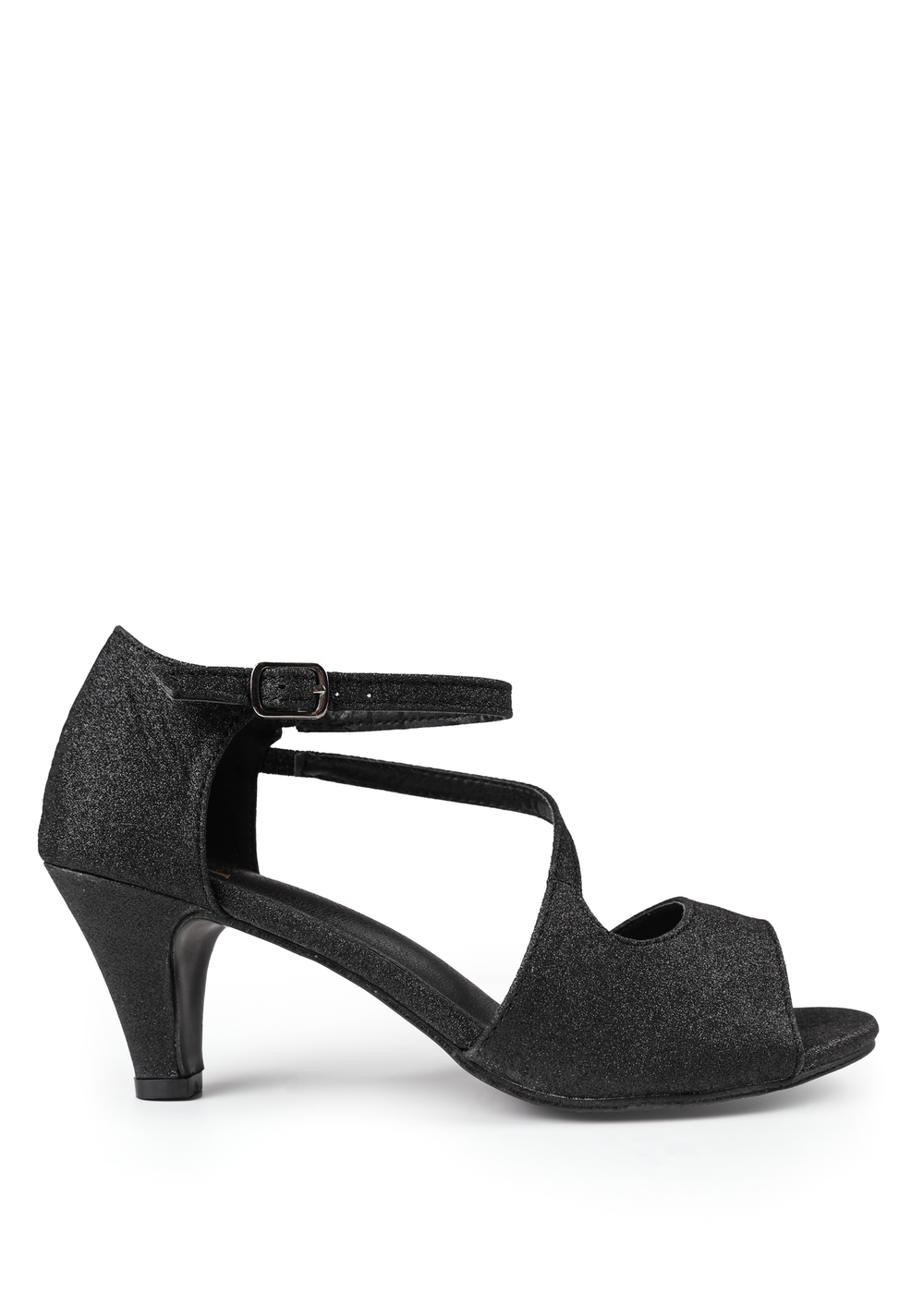 Where's That From Black Glitter Beatrice Low Kitten Heels - 3 Image 1